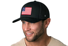 Load image into Gallery viewer, Betsy Ross Flag Trucker Hat  |  Black USA Snapback
