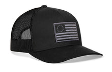 Load image into Gallery viewer, Betsy Ross Flag Trucker Hat  |  Black USA Snapback
