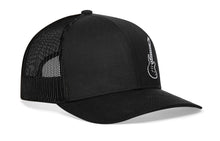 Load image into Gallery viewer, Electric Bass Trucker Hat  |  Black Electric Guitar Snapback
