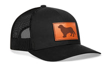 Load image into Gallery viewer, Golden Retriever Trucker Hat Leather  |  Black Dog Snapback
