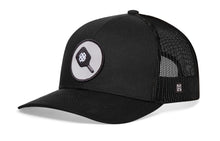 Load image into Gallery viewer, Pickleball Trucker Hat  |  Black Ball And Paddle Snapback

