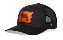 Load image into Gallery viewer, Pug Trucker Hat Leather  |  Black Dog Snapback
