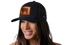 Load image into Gallery viewer, English Bulldog Trucker Hat Leather  |  Black Dog Snapback
