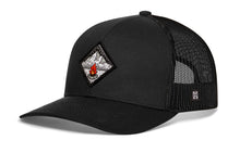 Load image into Gallery viewer, Campfire Trucker Hat  |  Black Outdoors Snapback
