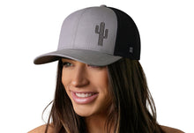 Load image into Gallery viewer, Cactus Trucker Hat  |  Gray-Black Cactus Snapback
