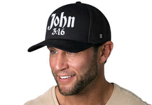 Load image into Gallery viewer, John 3:16 Trucker Hat  |  Black Christian 3D Puff Snapback
