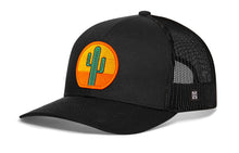 Load image into Gallery viewer, Cactus Sunset Trucker Hat  |  Black Cactus Sunet Snapback
