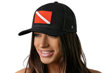 Load image into Gallery viewer, Dive Flag Trucker Hat  |  Black Scuba Diving Snapback

