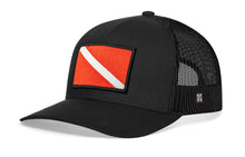 Load image into Gallery viewer, Dive Flag Trucker Hat  |  Black Scuba Diving Snapback
