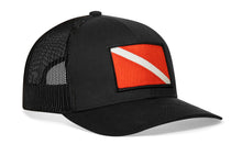 Load image into Gallery viewer, Dive Flag Trucker Hat  |  Black Scuba Diving Snapback
