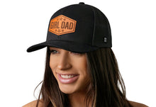 Load image into Gallery viewer, Girl Dad Leather Trucker Hat  |  Black  Snapback
