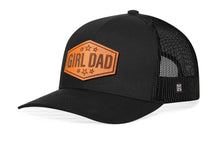 Load image into Gallery viewer, Girl Dad Leather Trucker Hat  |  Black  Snapback
