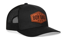 Load image into Gallery viewer, Boy Dad Leather Trucker Hat  |  Black Snapback
