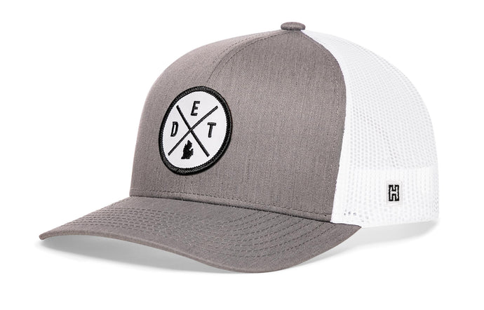 Detroit Trucker Hat  |  Gray White DET Snapback