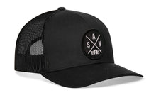 Load image into Gallery viewer, San Antonio Trucker Hat  |  Black SAN X Snapback
