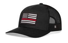 Load image into Gallery viewer, Thin Red Line Trucker Hat  |  Black Fire Snapback
