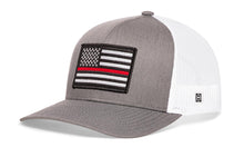 Load image into Gallery viewer, Thin Red Line Trucker Hat  |  Gray-White Fire Snapback
