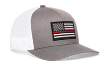 Load image into Gallery viewer, Thin Red Line Trucker Hat  |  Gray-White Fire Snapback
