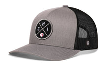 Load image into Gallery viewer, Chicago Trucker Hat  |  Silver CHI X Baseball Snapback
