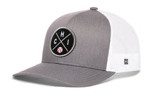 Load image into Gallery viewer, Chicago Trucker Hat  |  Silver CHI X Baseball Snapback
