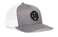 Load image into Gallery viewer, Chicago Trucker Hat  |  Silver CHI X Baseball Snapback
