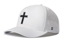 Load image into Gallery viewer, Cross Performance 5-Panel Hat  |  Black PVC Christian Flexfit® Snapback
