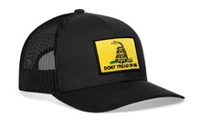 Load image into Gallery viewer, Dont Tread On Me Trucker Hat  |  Black Gadsden Flag Yellow Snapback

