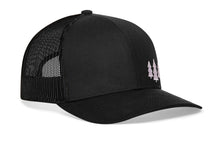 Load image into Gallery viewer, Three Pine Trees Trucker Hat  |  Black Outdoors Snapback
