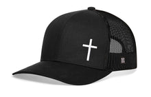 Load image into Gallery viewer, Cross Trucker Hat  |  Black Cross Snapback

