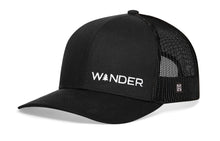 Load image into Gallery viewer, Wander Trucker Hat  |  Black Outdoors Snapback
