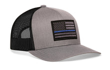 Load image into Gallery viewer, Thin Blue Line Trucker Hat  |  Gray-Black Police Tactical Snapback
