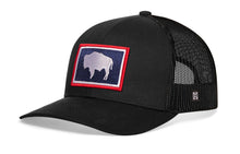 Load image into Gallery viewer, Wyoming Flag Trucker Hat  |  Black WY Snapback

