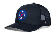 Load image into Gallery viewer, Los Angeles Trucker Hat  |  Blue LA X Baseball Snapback
